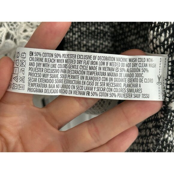 Forever 21 Open Front Mixed Media Lace Cardigan Sweater Black White Small Cozy - Picture 6 of 9